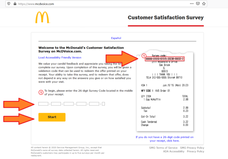 McDVOICE Take the McDonalds Survey at